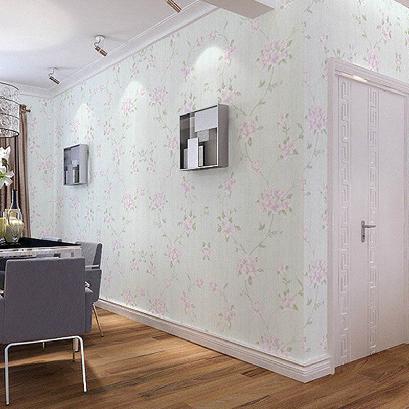 Non-Pasted Wallpaper Roll with Natural Color Garden and Flower Design, 33-foot x 20.5-inch