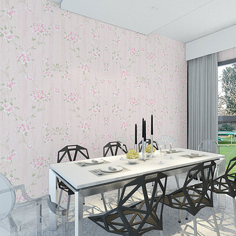 Non-Pasted Wallpaper Roll with Natural Color Garden and Flower Design, 33-foot x 20.5-inch