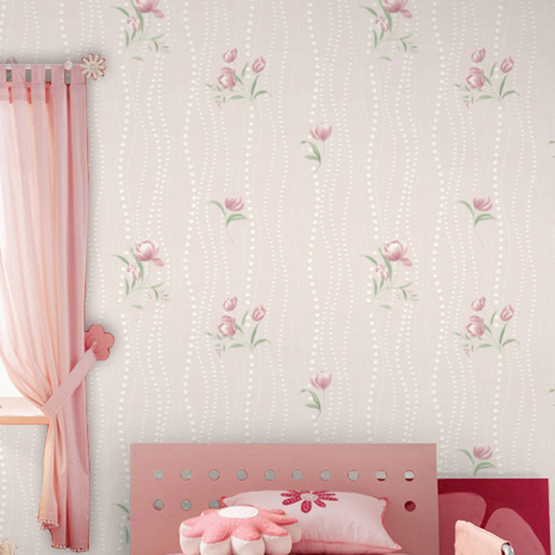 Neutral Color Countryside Wallpaper Roll with Rudder and Floral Design, Non-Pasted
