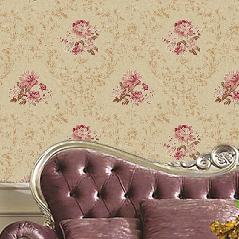 Non-Woven Wallpaper Roll Non-Pasted Blossoming Flower Wall Covering for Living Room