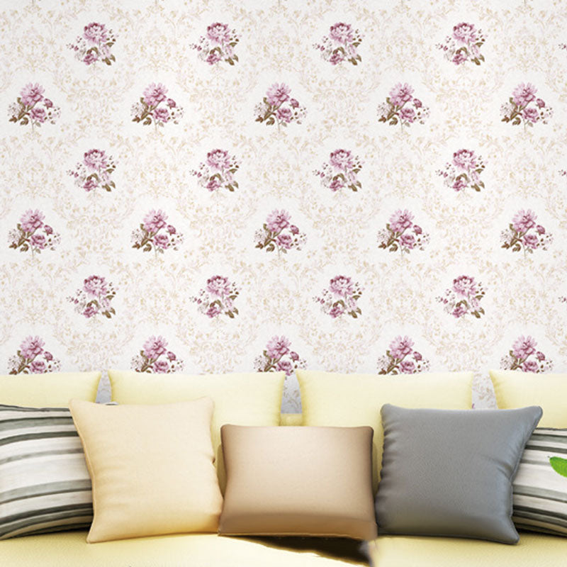 Non-Woven Wallpaper Roll Non-Pasted Blossoming Flower Wall Covering for Living Room