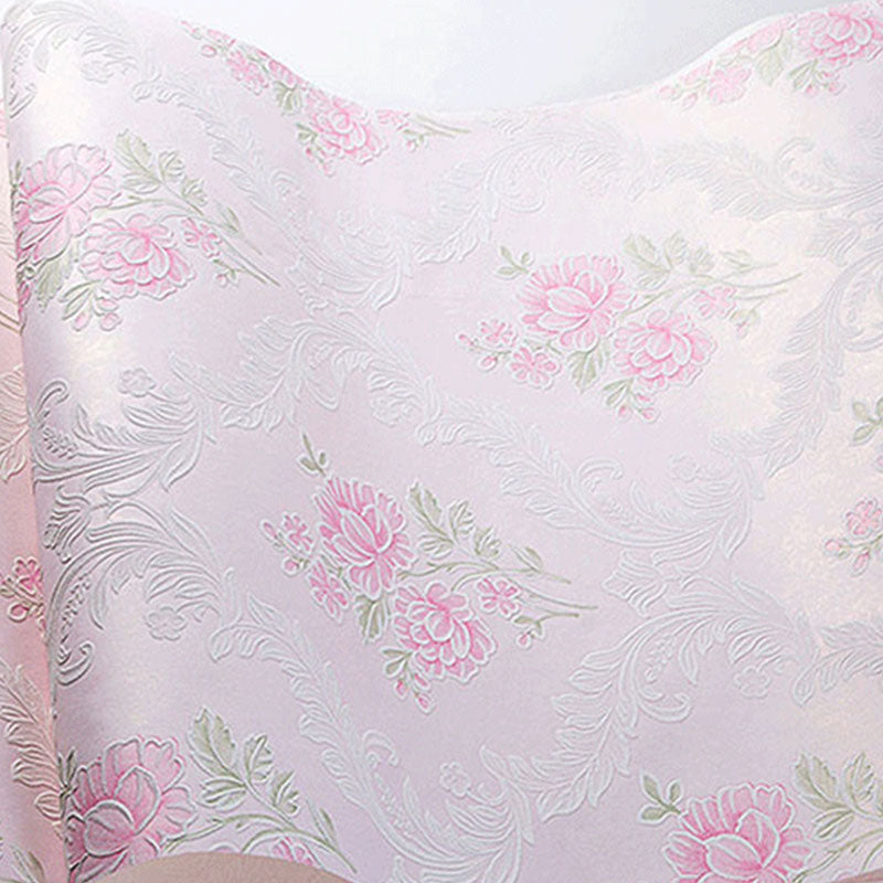 20.5" x 33' Wallpaper Roll Countryside 3D Print Dense Flower Pattern Non-Pasted Wall Covering in Soft Color