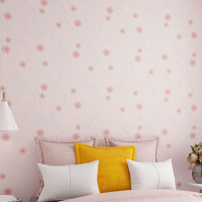 Dense Flower Pattern Wallpaper Roll Non-Pasted Wall Covering, 57.1 sq ft., Natural Color