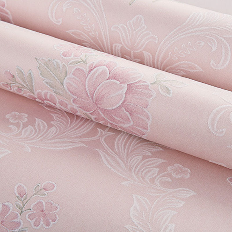 Non-Pasted Wallpaper Roll Fresh Blossoming Flower Wall Covering for Girl's Bedroom