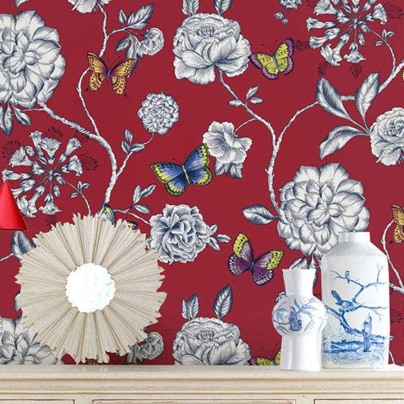 Non-Pasted Wall Decor American Countryside Garden Flower Wallpaper for Accent Wall, 57.1 sq ft.