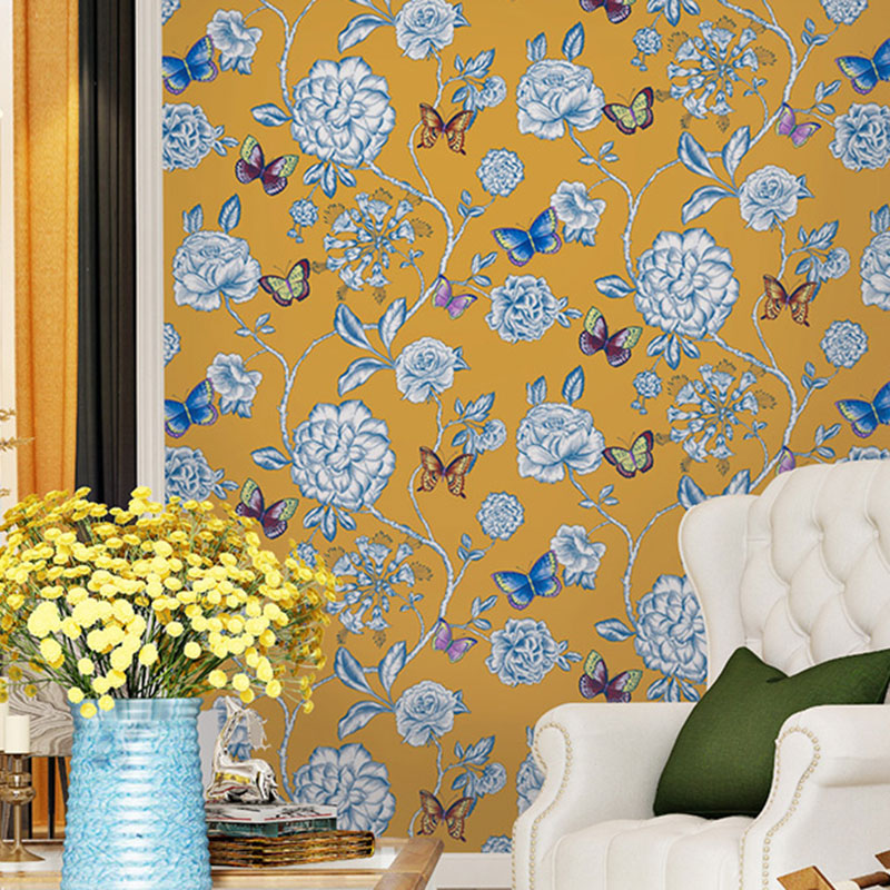 Non-Pasted Wall Decor American Countryside Garden Flower Wallpaper for Accent Wall, 57.1 sq ft.