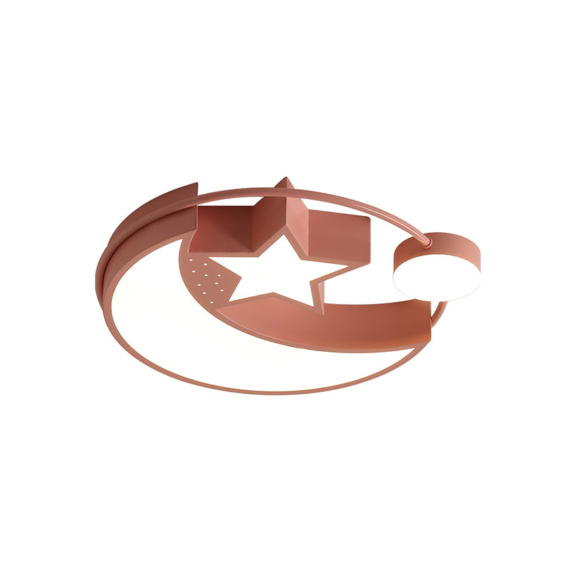 Lampada da incasso a soffitto in acrilico nordico a LED con finitura rosa, luna e stella, per camera da letto della ragazza