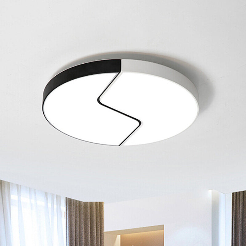 Lampada da incasso a soffitto a LED nordica con paralume in acrilico con finitura in bianco e nero, lampada da incasso a cerchio di giunzione in luce bianca/calda