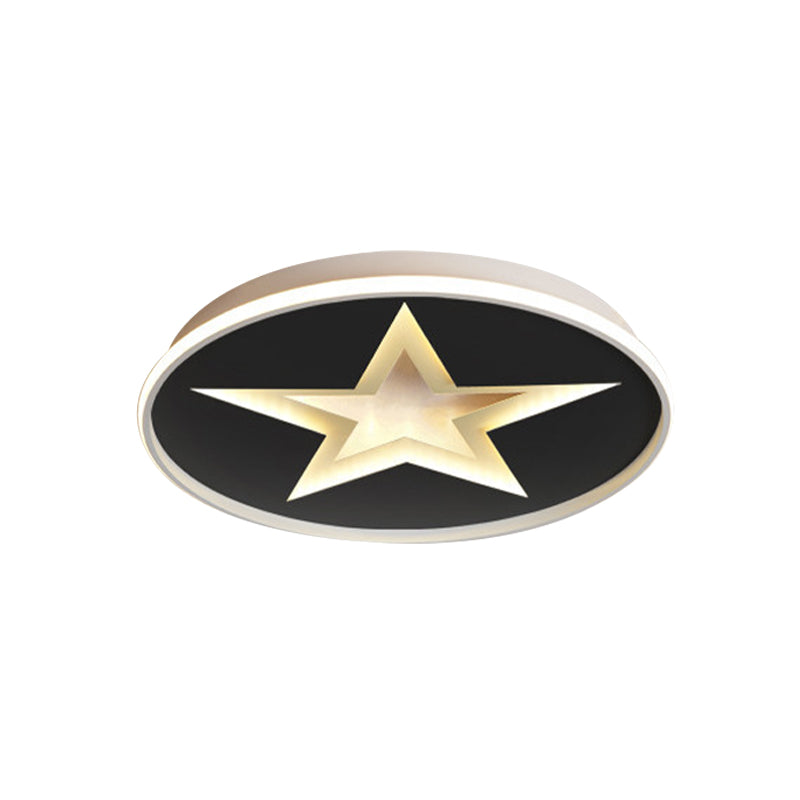 Runde Unterputzbeleuchtung mit Sternmuster, nordische Acryl-LED-Schlafzimmer-Unterputzleuchte in Schwarz, Weiß/warmes Licht