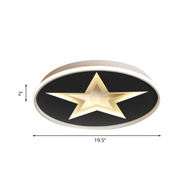 Runde Unterputzbeleuchtung mit Sternmuster, nordische Acryl-LED-Schlafzimmer-Unterputzleuchte in Schwarz, Weiß/warmes Licht