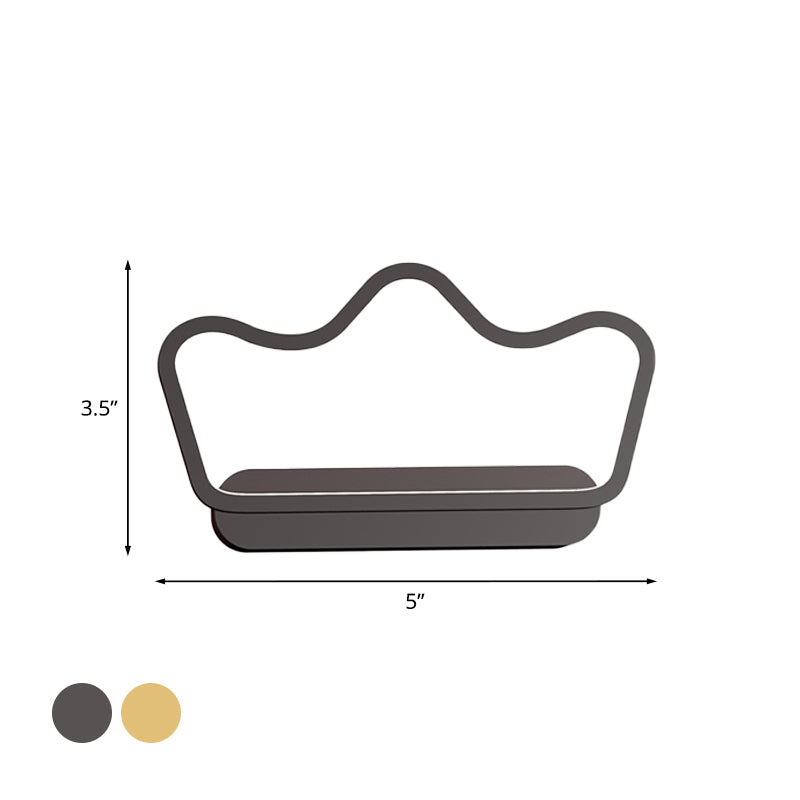 Iron Bear/Crown Frame Wall Light Sconce Nordic Style LED Wall Lamp Fixture in Black/Gold for Kids Bedside