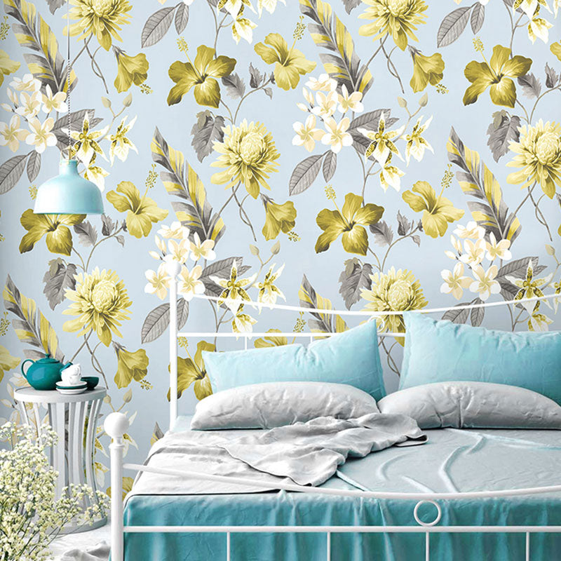 Fresh Magnolia and Stem Wallpaper Non-Pasted Wall Decor for Accent Wall, 33-foot x 20.5-inch
