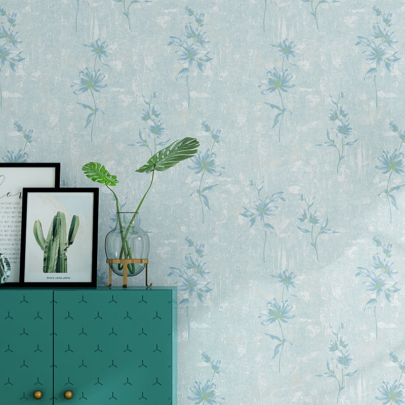 Non-Woven Wallpaper Roll Non-Pasted Dense Flower Wall Covering for Living Room and Cafe