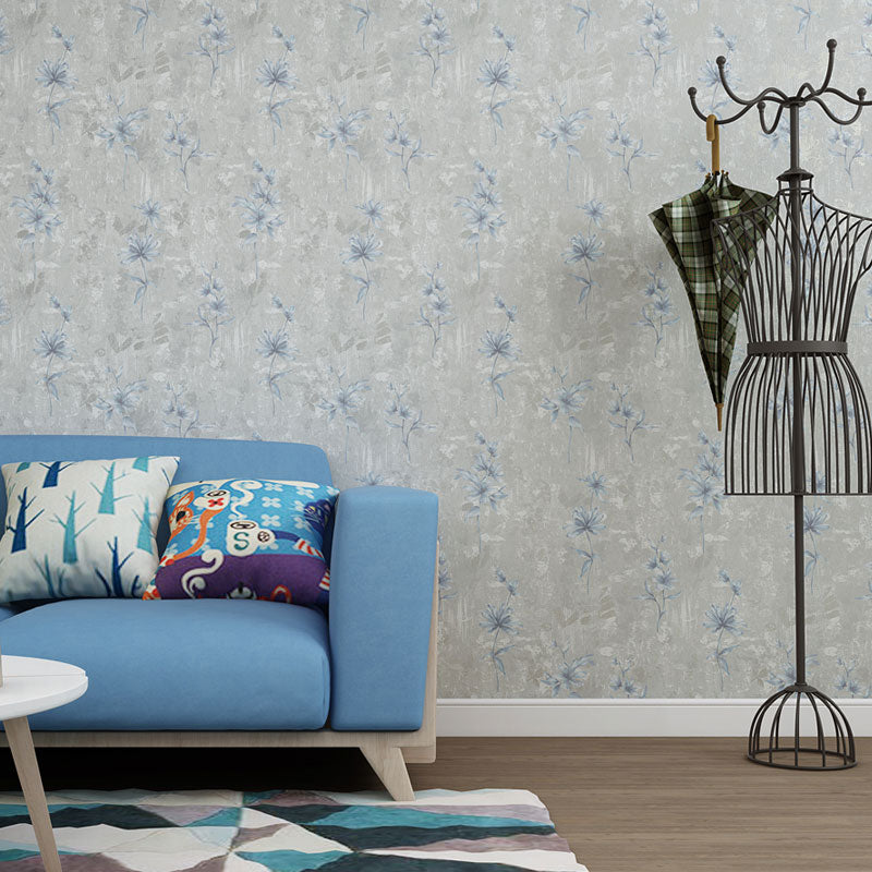 Non-Woven Wallpaper Roll Non-Pasted Dense Flower Wall Covering for Living Room and Cafe