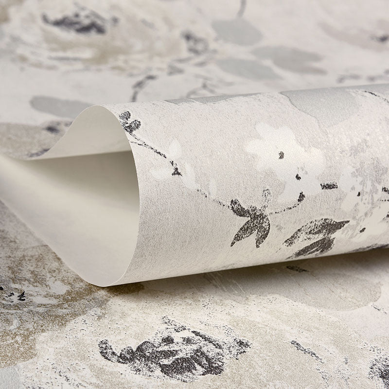 Home Decoration Wallpaper Simple Pastel Color Blossoming Rose Wall Covering, Non-Pasted