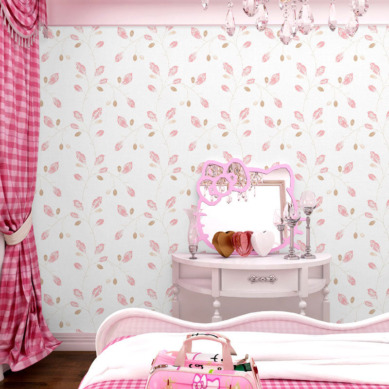 Natural Color Leaf Wallpaper Roll Decorative Non-Pasted Wall Covering, 20.5"W x 31'L