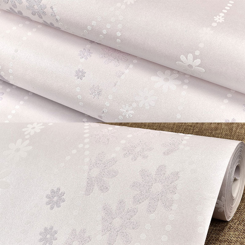 Decorative Non-Pasted Wallpaper Dense Flower Pattern Non-Woven Wall Decor in Pastel Color
