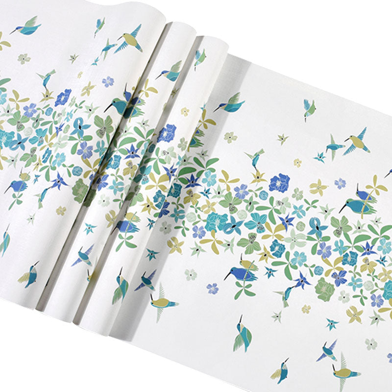 Plaster Wall Covering with Bird and Flower, Multi-Color, 20.5"W x 33'L