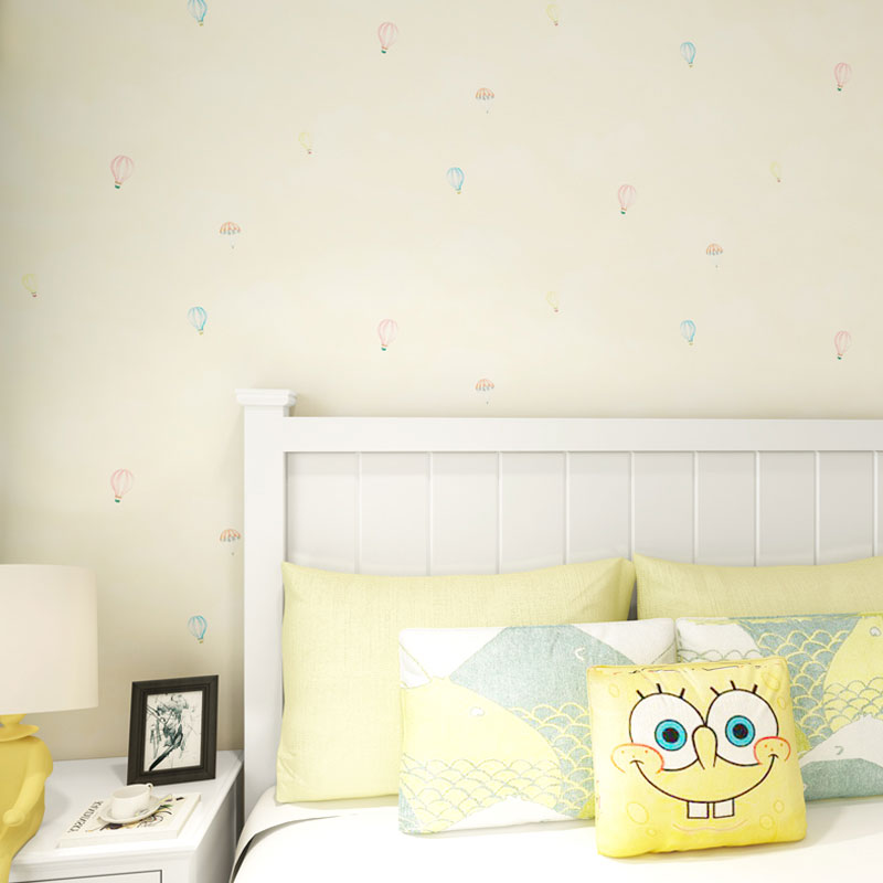 Papier peint intissé résistant aux taches, décoration murale intissé ours de dessin animé pour fille de couleur pastel