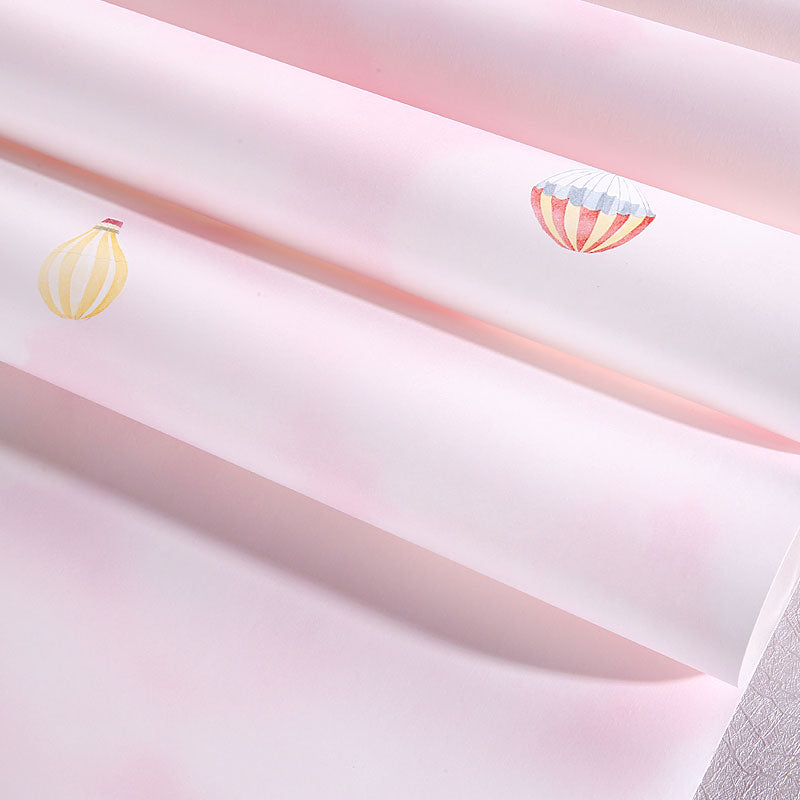 Papier peint intissé résistant aux taches, décoration murale intissé ours de dessin animé pour fille de couleur pastel