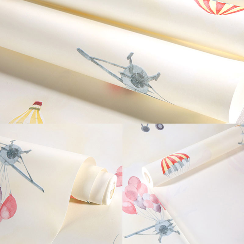 Ballon- und Flugzeugtapete, pastellfarbene, nicht geklebte Wanddekoration für Kinder, 20,5 Zoll x 31 Fuß