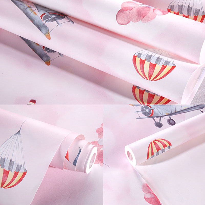 Ballon- und Flugzeugtapete, pastellfarbene, nicht geklebte Wanddekoration für Kinder, 20,5 Zoll x 31 Fuß