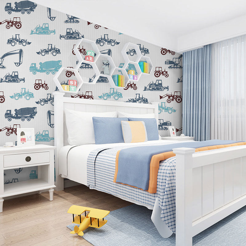 Soft Color Wallpaper Non-Woven Waterproof Cart Wall Covering for Children, 20.5"W x 33'L
