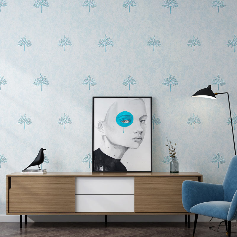 Non-Woven Wallpaper Roll for Children with Simple Tree Pattern, Soft Color, 20.5"W x 31'L