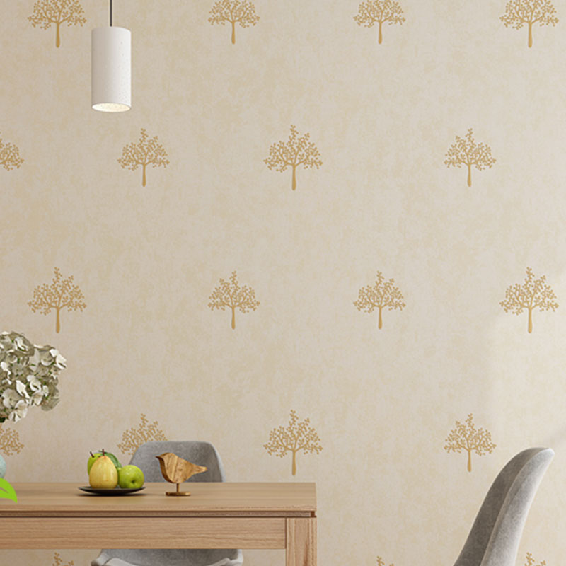 Non-Woven Wallpaper Roll for Children with Simple Tree Pattern, Soft Color, 20.5"W x 31'L