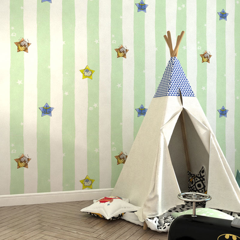 Rouleau de papier peint décoratif de couleur douce, revêtement mural Non collé en forme d'étoile et de poisson pour fille, Non collé