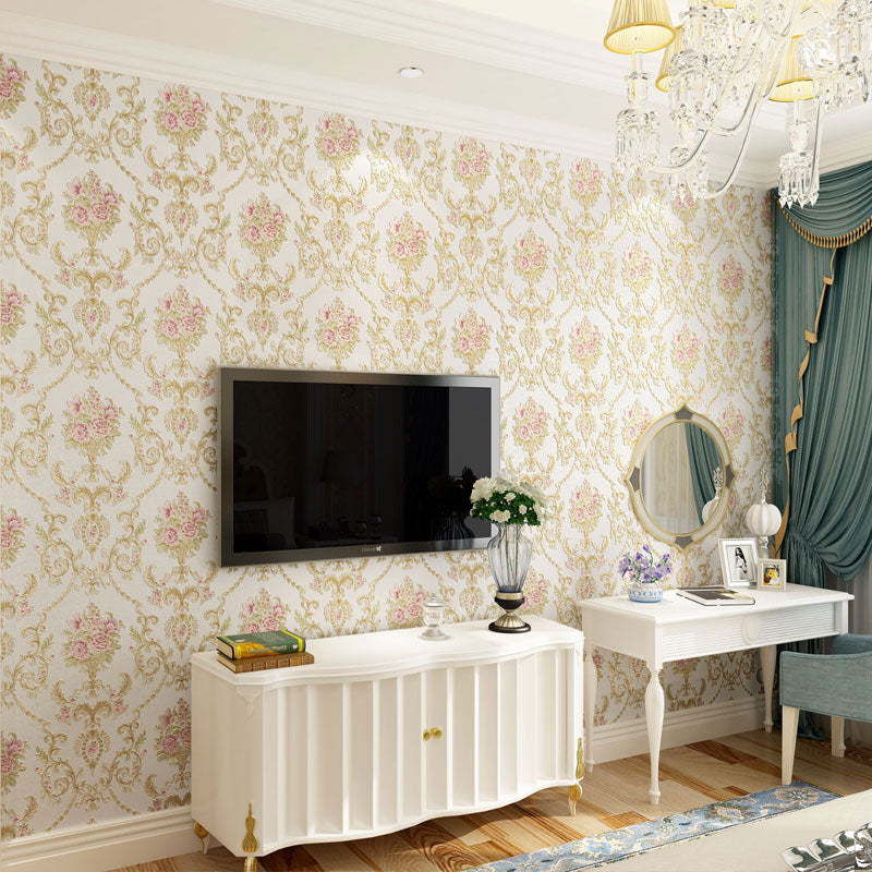 Non-Woven 28.5 sq ft. Wall Covering Countryside Non-Pasted Wallpaper with Blossoming Flower Pattern