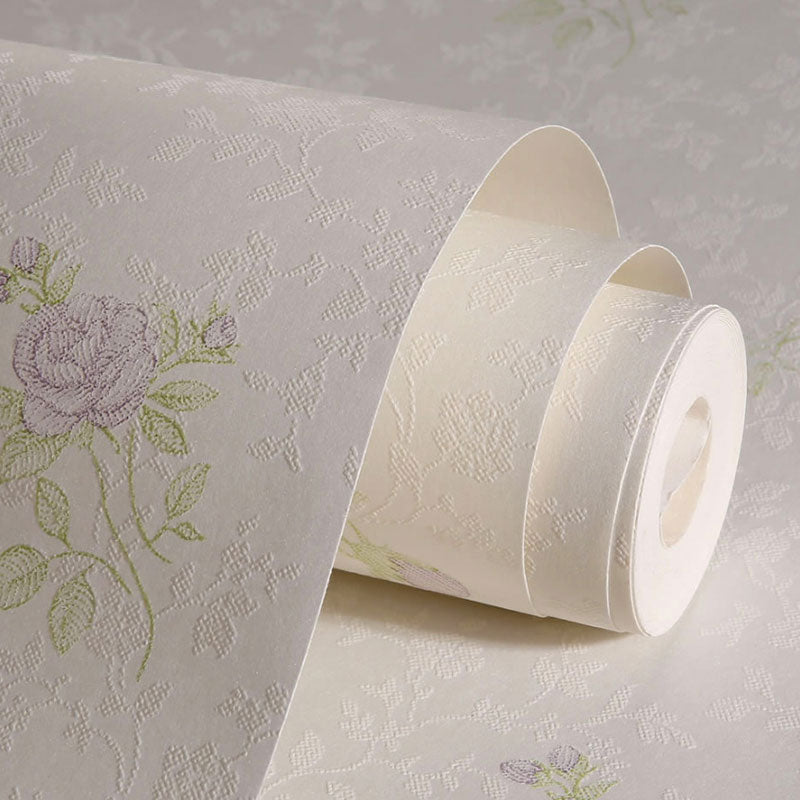 Non-Pasted Wallpaper 20.5 in x 31 ft Countryside 3D Dense Flower Pattern Wall Decor for Accent Wall