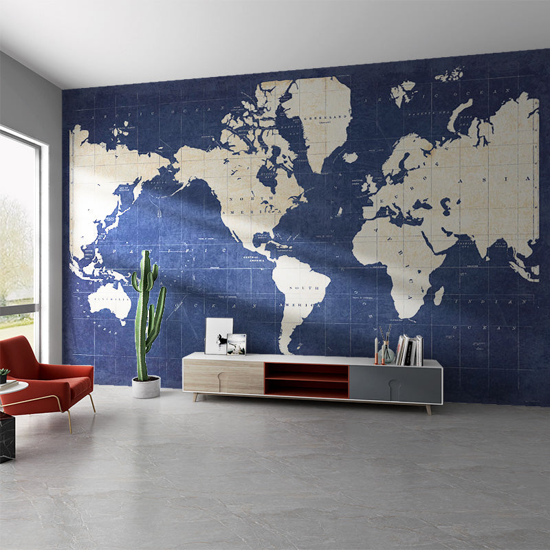 Decorative World Map Wall Covering Non-Woven Fabric Mural Wallpaper for Home Decoration