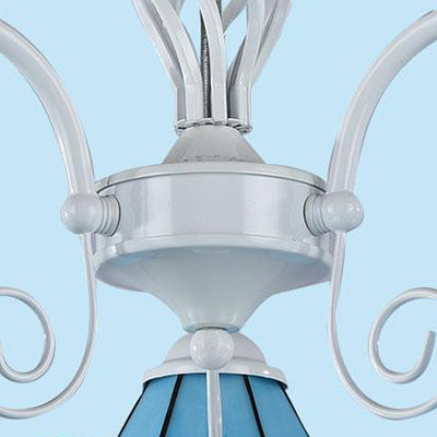 Lampadella a cono in vetro blu Lampada con catena sospesa tradizionale a 3 luci illuminazione interna per sala da pranzo