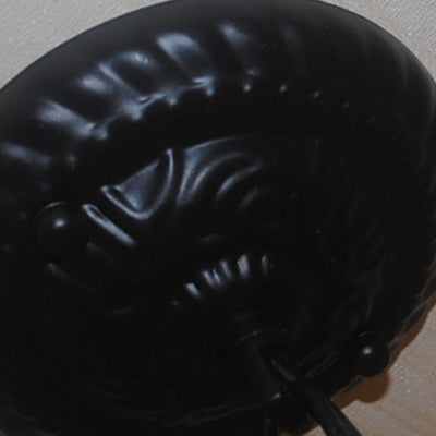 Buntglas ovaler Kronleuchter 3 Lichter Tiffany Anhängerlampe in Brown für Wohnzimmer