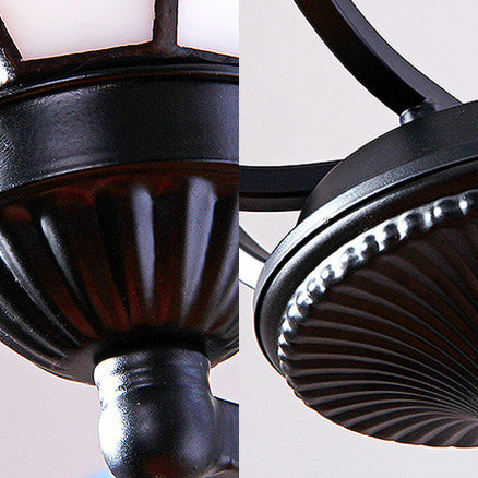 Blauw glazen kom plafond hangend licht 4 lichten mediterrane kroonluchter lamp voor slaapkamer