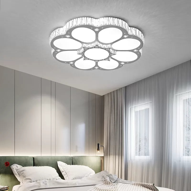 Kids Circulair Petal Plafond Mount Licht met Clear Crystal Acryl Wit LED Plafond Lamp voor Eetkamer