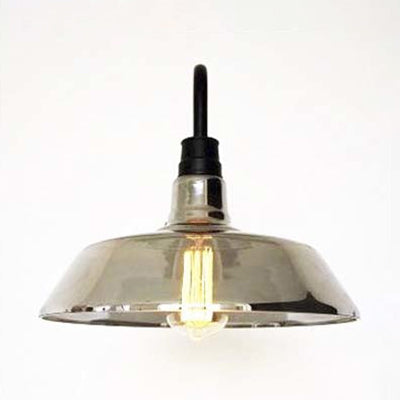 One Bulb Wall Sconce Lighting with Barn Shade Smoked Glass Industrial Living Room Light Fixture in Black