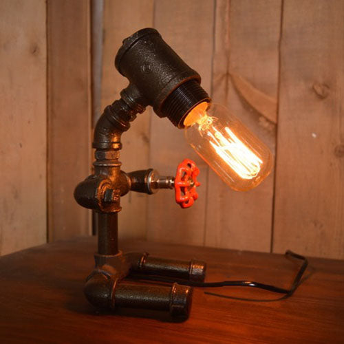 Schwarzrohr Mann Tischlampe Industriestil Schmiedeeisen 1 helles Restaurant Stehlampe Stehlampe