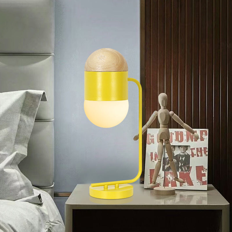 Capsule Nachtlicht Modern metallic nachtkastje nachtkastje lamp in geel en hout