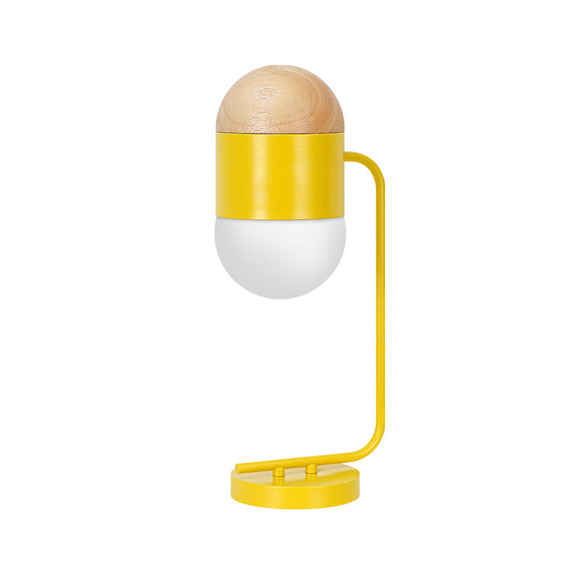 Capsule Nachtlicht Modern metallic nachtkastje nachtkastje lamp in geel en hout