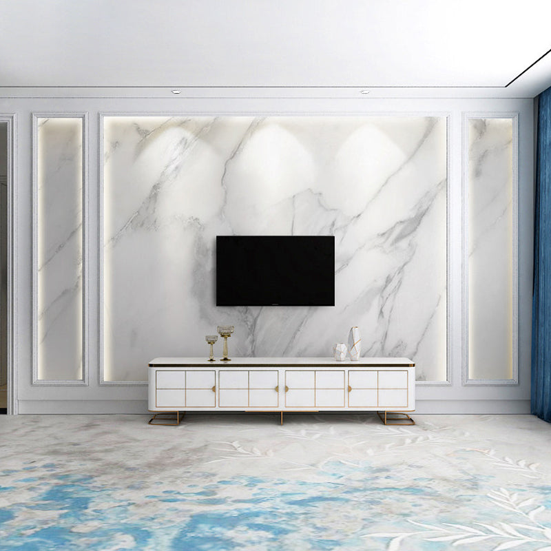 White Modern Mural Wallpaper Personalized Marble Wall Covering for Guest Room