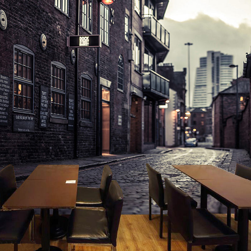 Retro Street Wall Art for Restaurant Decoration Nordic Wall Mural, Made to Measure