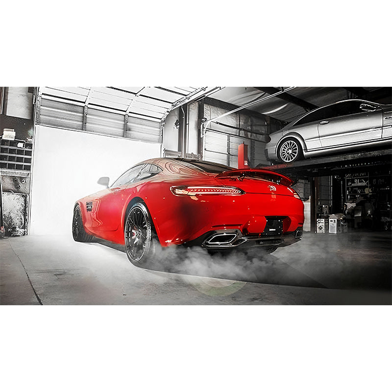Red Car and Factory Wall Mural Stain-Resistant Wall Art for Car Shop