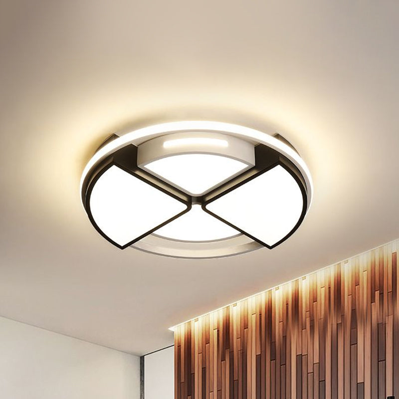 16"/19.5" W Fan Shape Led Flush Ceiling Light Modern Simple Close to Ceiling Light with Metal and Acrylic Shade