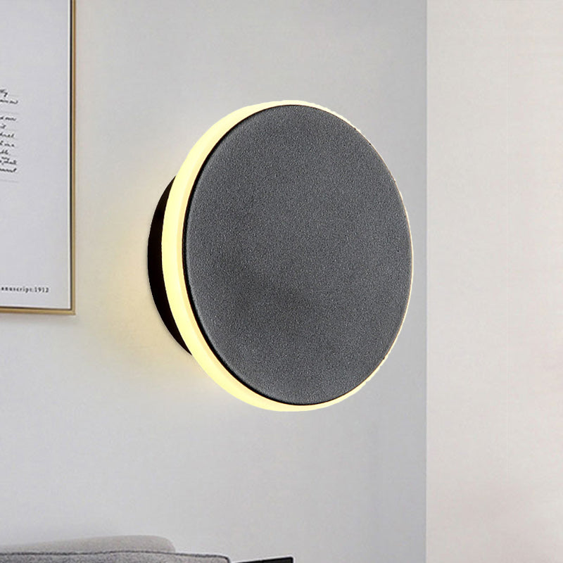 Black/White Disc LED Sconce Modernism Single Acrylic Wall Lighting Ideas in Warm/White Light