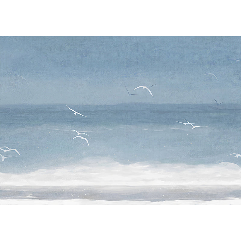 Whole Minimalist Mural Wallpaper Grey and White Seagull Wall Covering, Personalized Size Available