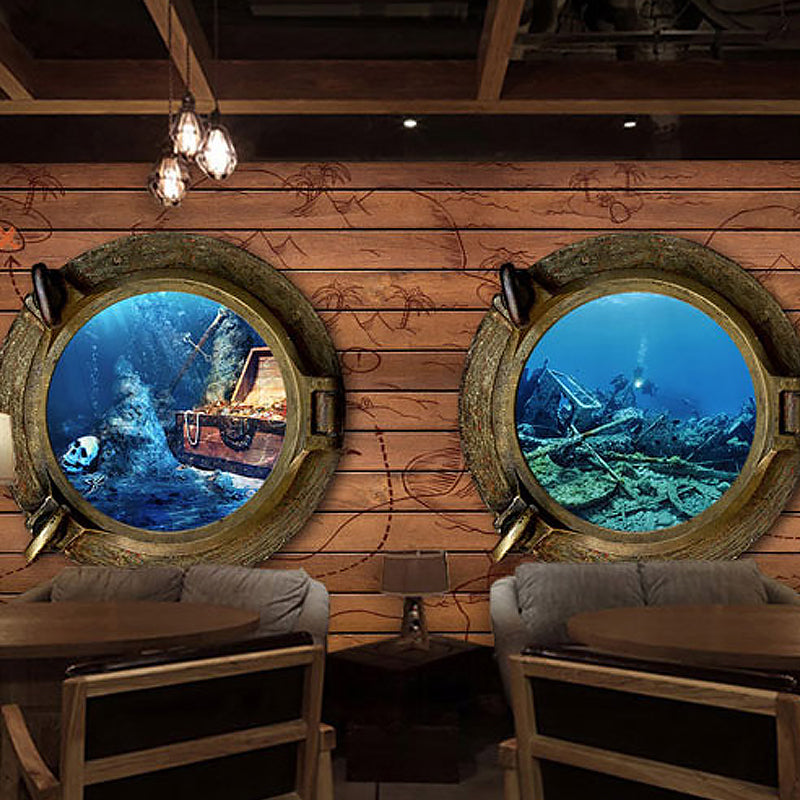 Decorative Undersea and Wood Mural Custom-Made Wall Decor for Coffee Shop