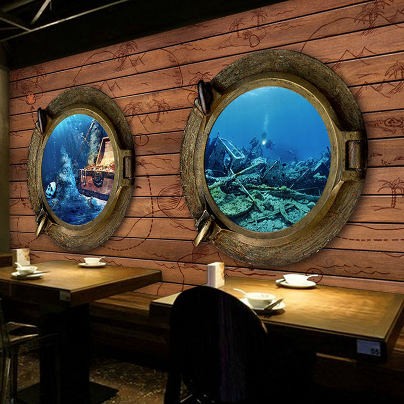 Decorative Undersea and Wood Mural Custom-Made Wall Decor for Coffee Shop