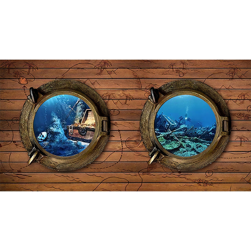 Decorative Undersea and Wood Mural Custom-Made Wall Decor for Coffee Shop